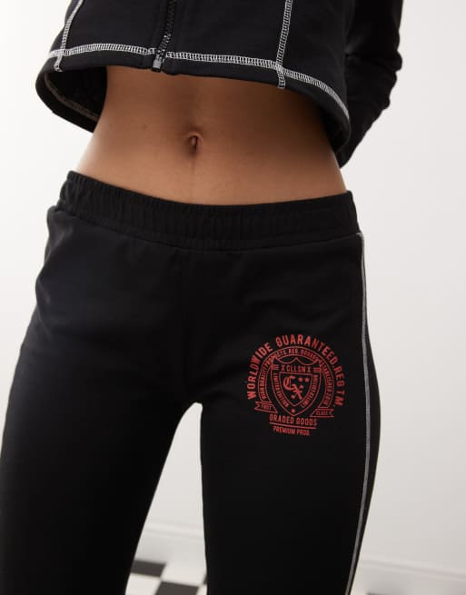 COLLUSION - Kick-flare legging met zijstrepen in zwart, deel van co-ord set, 4 van 5