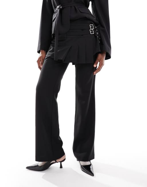 COLLUSION slim split hem capri pants in black