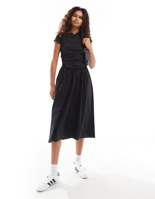 COLLUSION – Kleid in Braun mit V-Ausschnitt und abfallender Taille