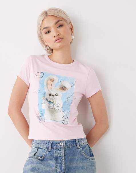 COLLUSION – Knapp geschnittenes T-Shirt mit Häschen-Grafik - view 1