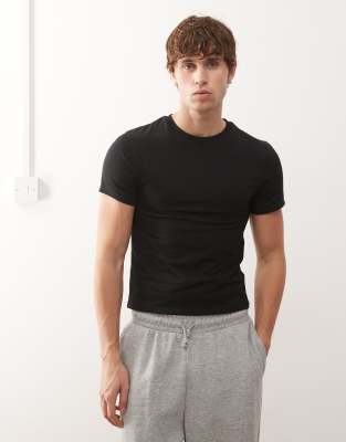 Knapp sitzendes Muskelshirt in Schwarz Schwarz 3XL