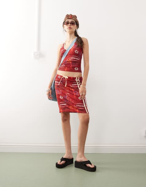 COLLUSION knee length printed drawstring skirt co-ord - view 1