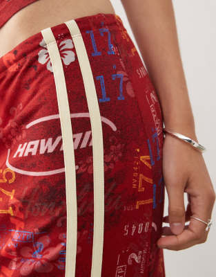 Collusion Knee Length Printed Drawstring Skirt - Part Of A Set-multi