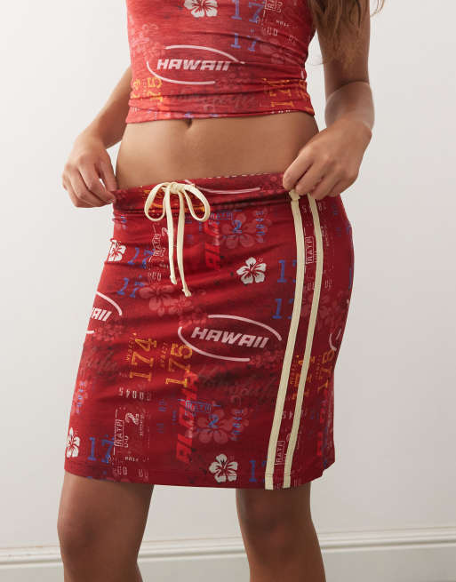 COLLUSION knee length printed drawstring skirt - part of a set, 4 of 5