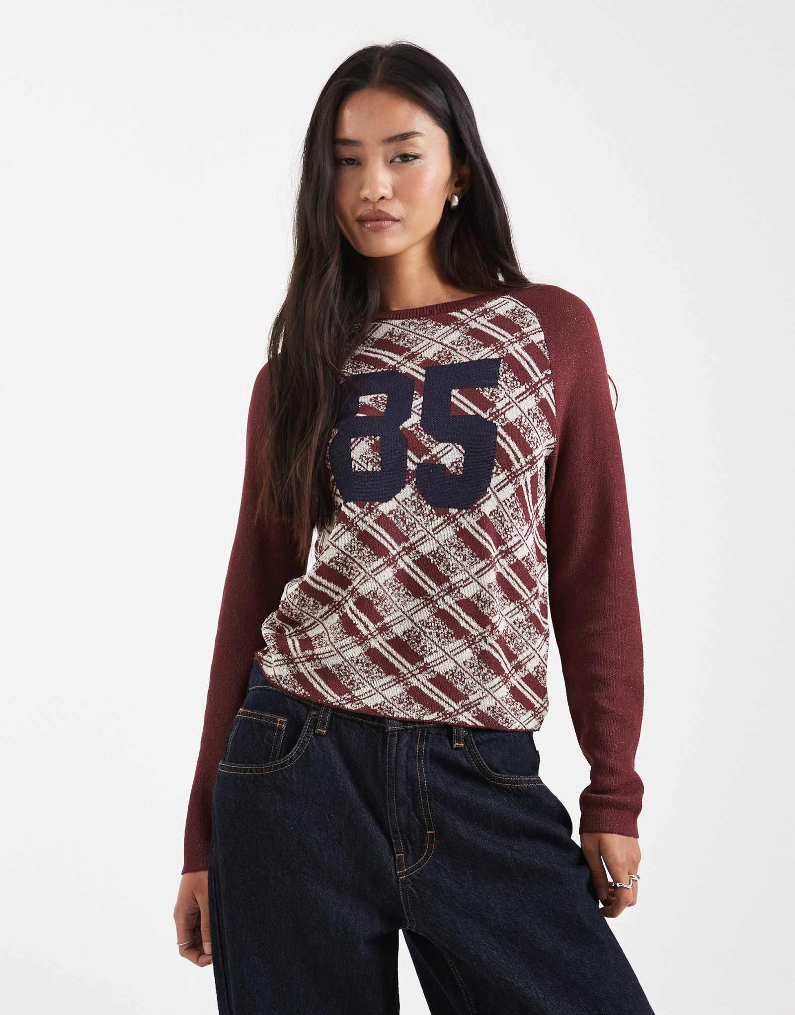 Спортивный топ-реглан из комбинированной вязки