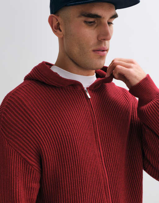 COLLUSION knit boxy hoodie in red, 2 of 5