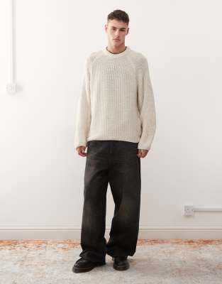 Collusion Knit Boxy Sweater Sweater In Neutral