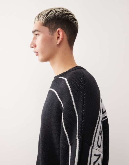 COLLUSION knit branded sweater in navy, 4 of 5