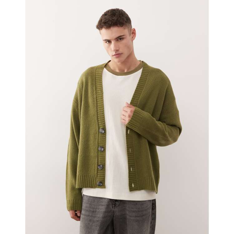 COLLUSION knit cardigan in olive green | ASOS