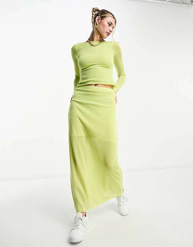 Collusion - knit column maxi skirt in green