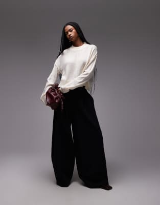 Collusion Knit Crew Neck Sweater In Neutral