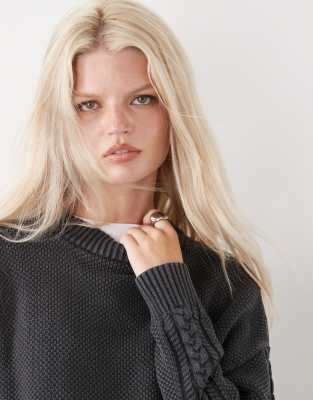 Collusion Knit Crew Neck Sweater In Gray