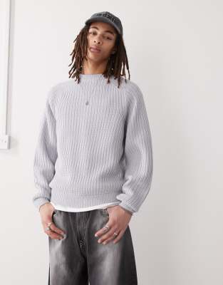 COLLUSION knit crew neck sweater in light gray