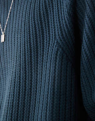 Collusion Knit Crew Neck Sweater In Blue