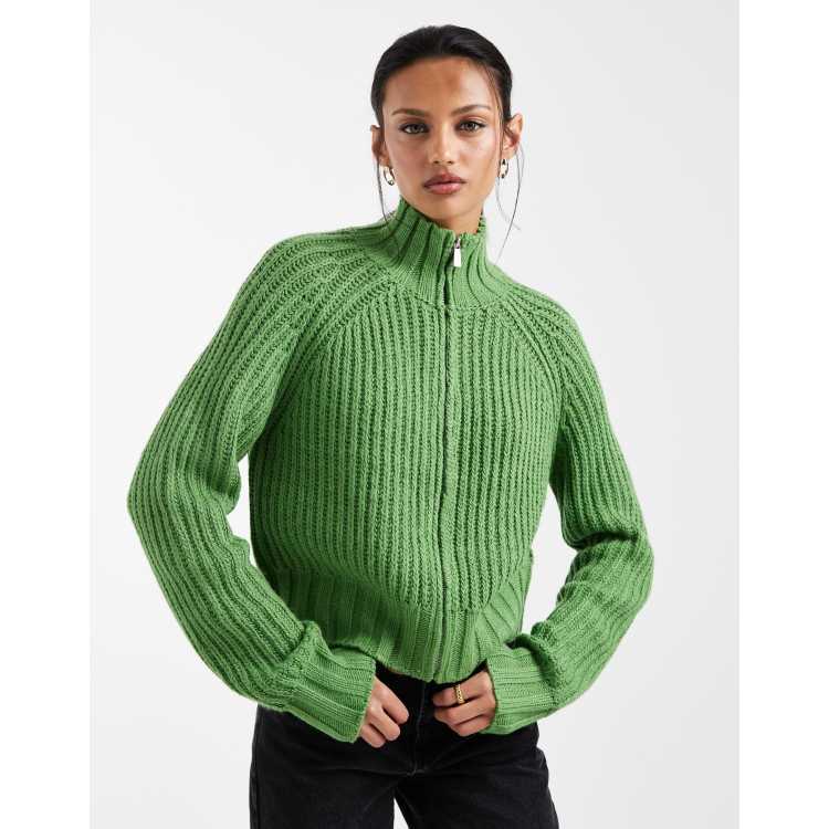 COLLUSION knit funnel neck zip up shrunken sweater | ASOS