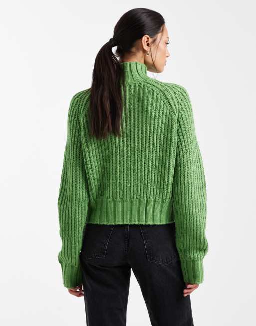 COLLUSION knit funnel neck zip up shrunken sweater | ASOS