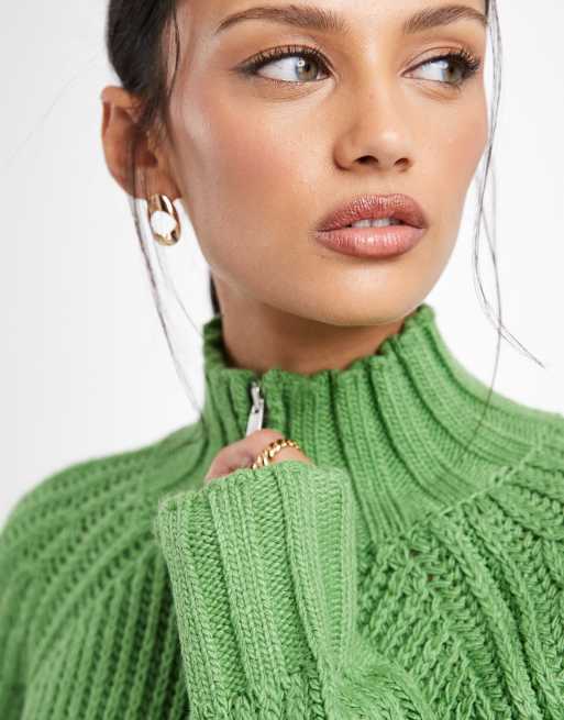 COLLUSION knit funnel neck zip up shrunken sweater, 4 of 4