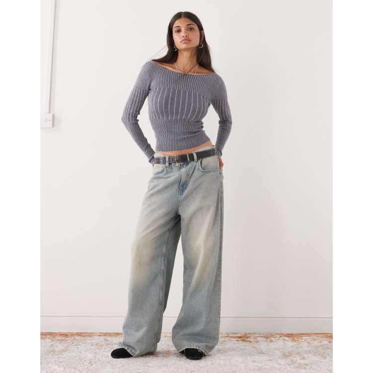 andequal volume off shoulder blouse グレー andequal volume off shoulder blouse GRAY