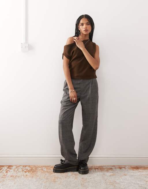 COLLUSION knit off-the-shoulder top in chocolate, 3 of 4