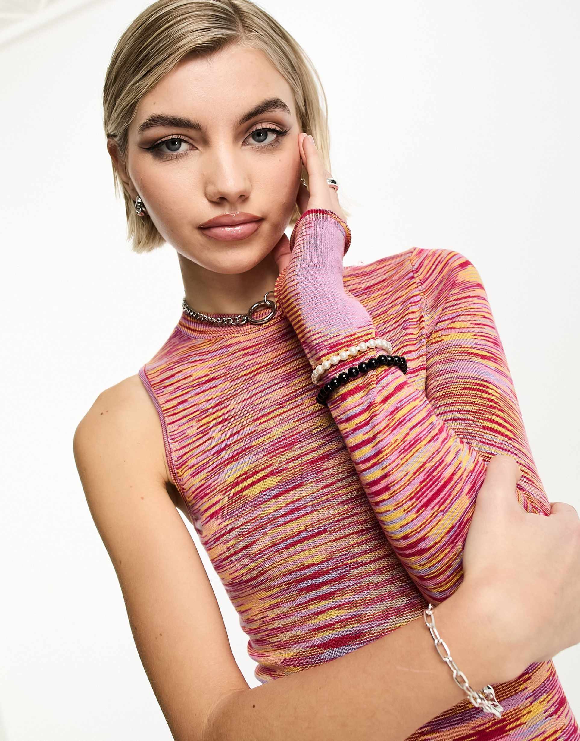 collusion knit one shoulder bodycon dress in space dye