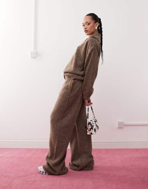 COLLUSION knit oversized sweatpants in brown - part of a set - view 1
