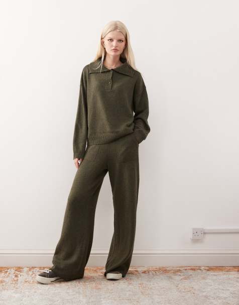 COLLUSION knit oversized sweatpants in khaki - part of a set - view 1