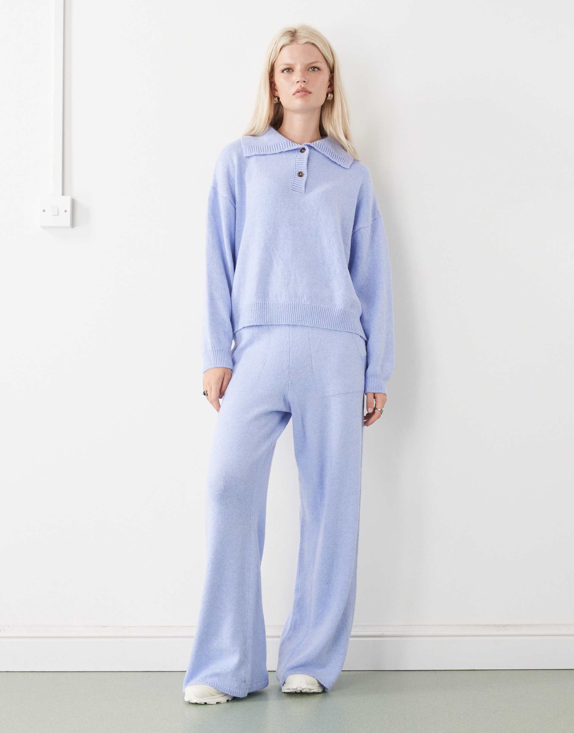 collusion knit oversized sweatpants in soft blue - part of a set