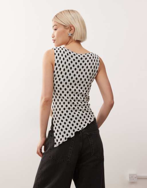 COLLUSION knit polka dot slash neck ruffle top, 4 of 4