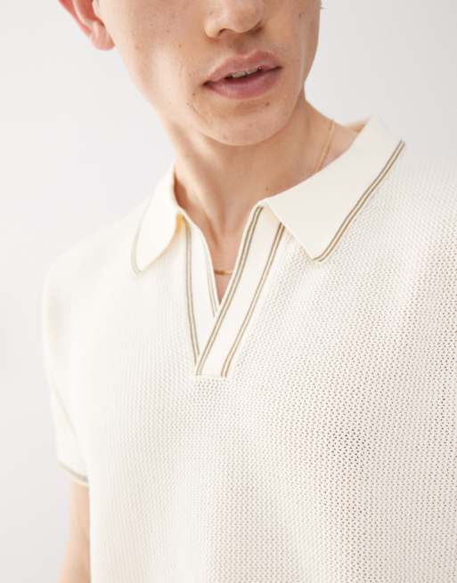 COLLUSION knit polo shirt in beige, 2 of 4