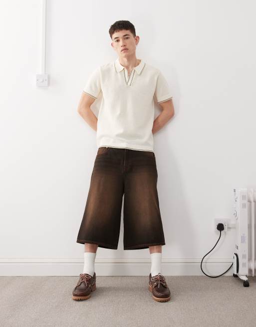 COLLUSION knit polo shirt in beige, 4 of 4