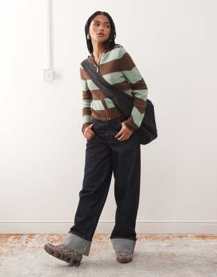 Collusion Knit Shrunken Hoodie In Multi