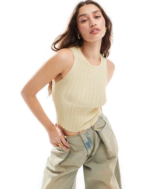 COLLUSION knit singlet in yellow - view 1