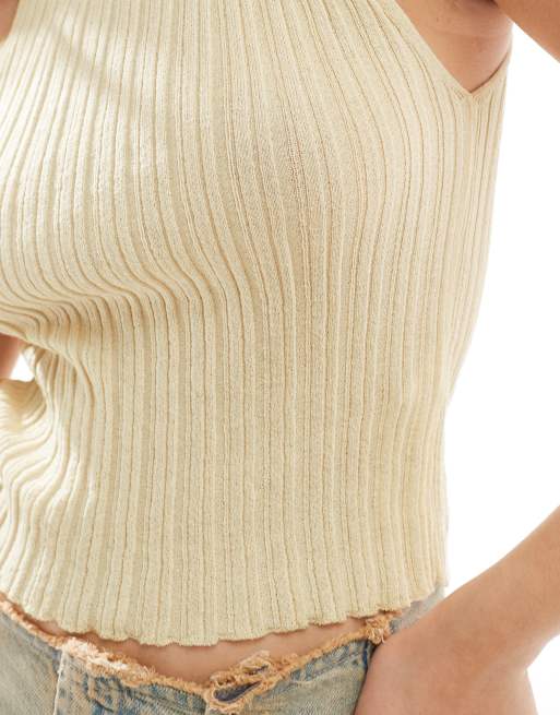 COLLUSION knit singlet in yellow, 3 of 4