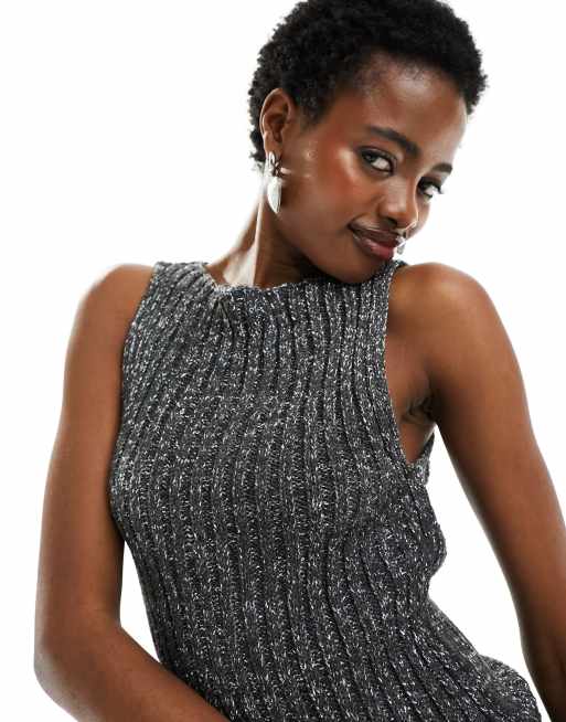 Metallic Ribbed Knit Tank Top