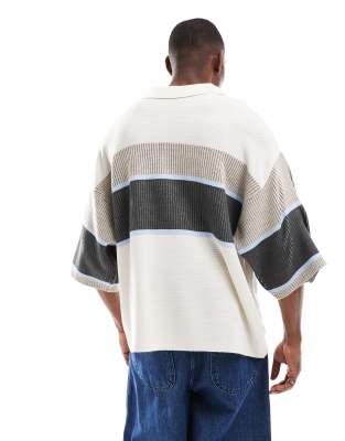Collusion Knit Soccer Shirt In Brown
