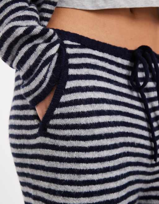 COLLUSION knit straight leg pants in blue gray stripes