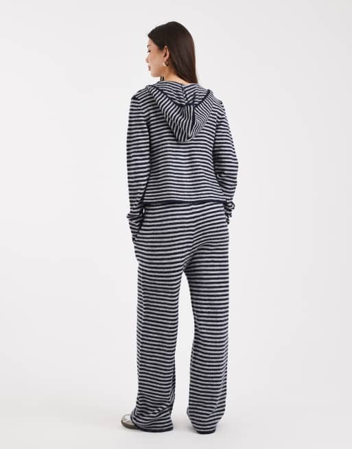 COLLUSION knit straight leg pants in blue gray stripes