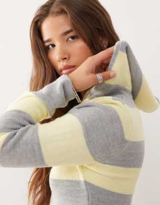 Collusion Knit Stripe Shrunken Hoodie-multi In Multi