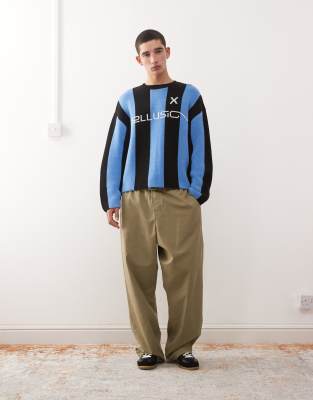 Collusion Knit Striped Soccer Sweater In Blue