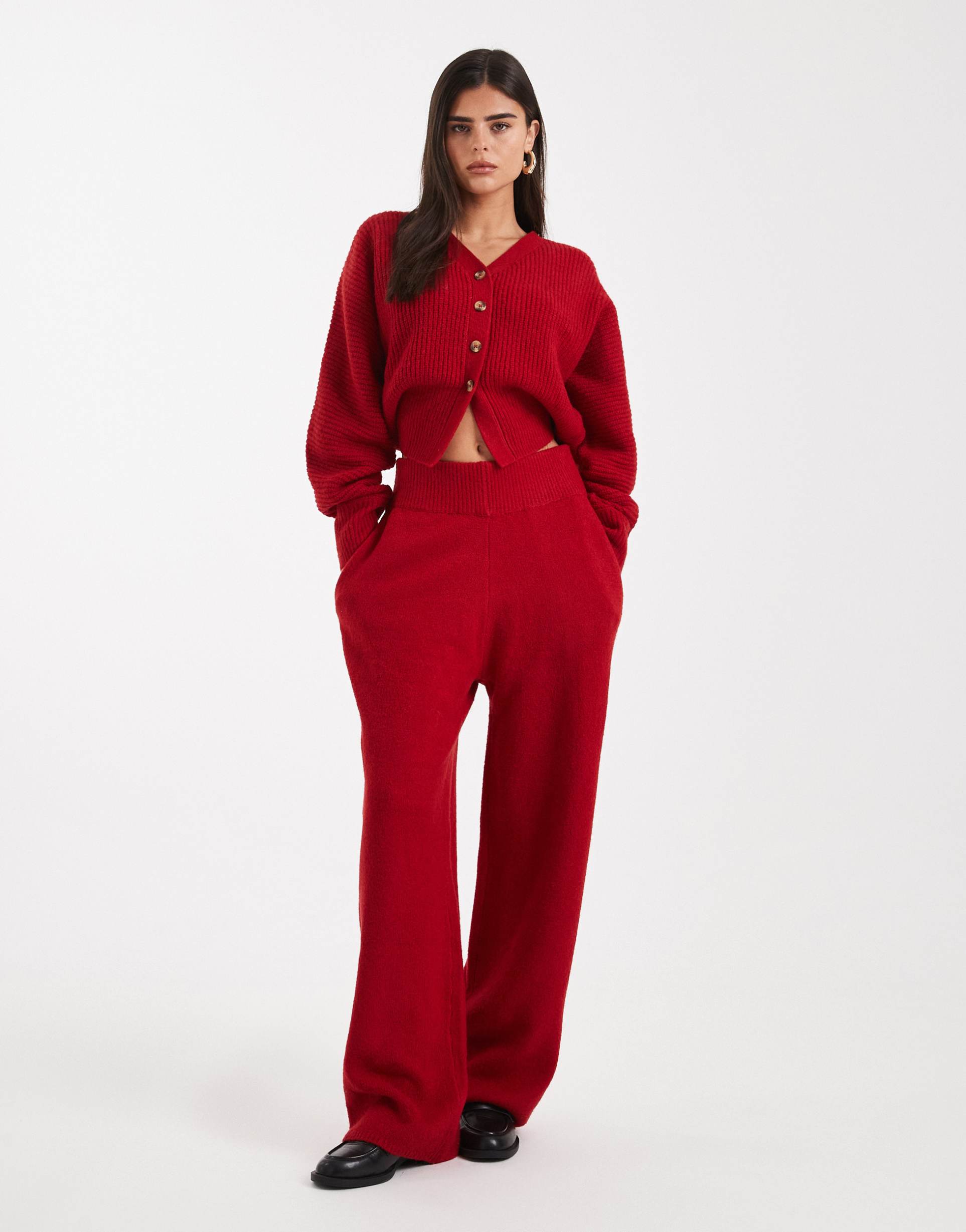 collusion knit sweatpants in red - part of a set