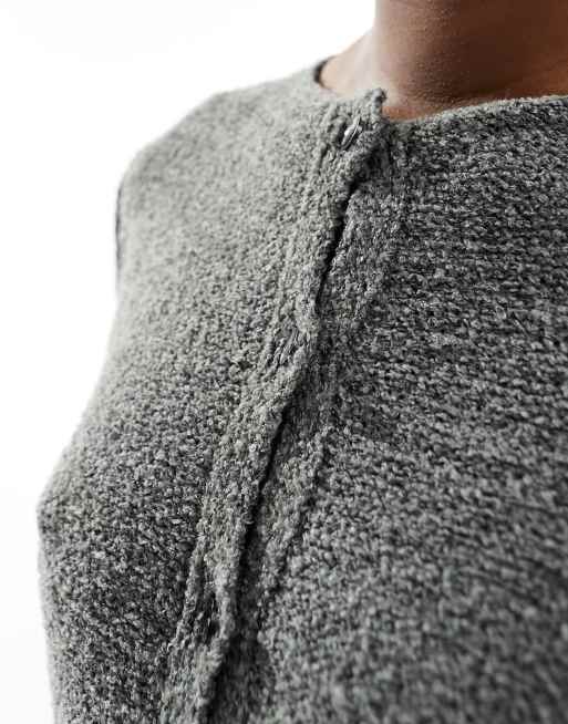 COLLUSION knit textured fitted micro cardigan in light gray | ASOS