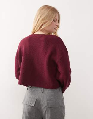 Collusion Knit Tie Front Cardigan In Red