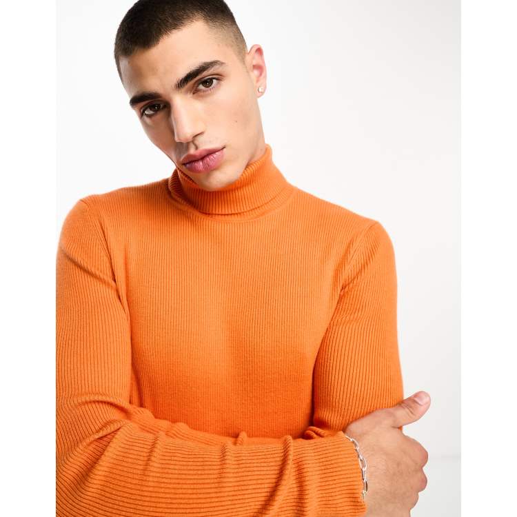 COLLUSION knit turtle neck sweater in bright orange