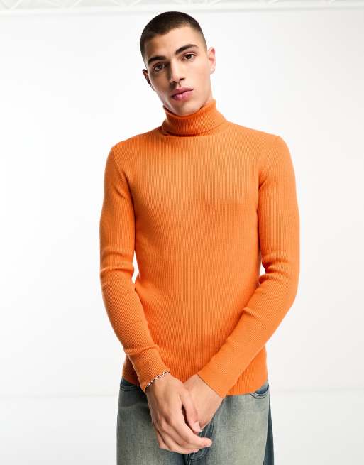 COLLUSION knit turtle neck sweater in bright orange ASOS