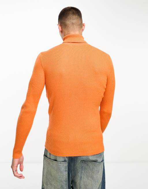 COLLUSION knit turtle neck sweater in bright orange ASOS