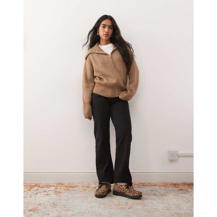 COLLUSION knit zip up cardigan in mocha brown | ASOS