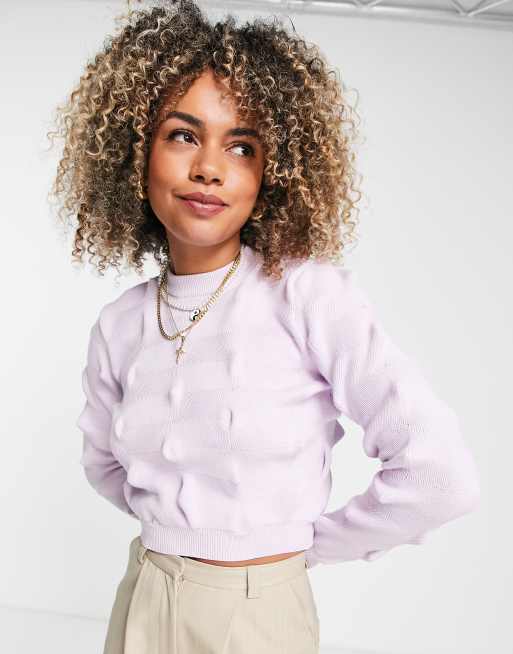 COLLUSION knitted 3D textured jumper in lilac ASOS