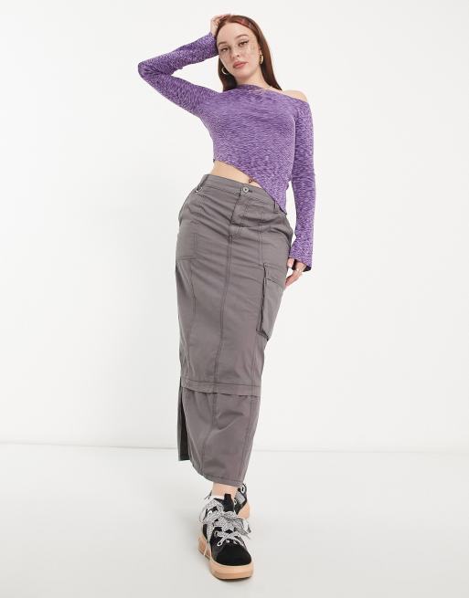 COLLUSION knitted asymmetric one shoulder top in purple space dye, 4 of 4