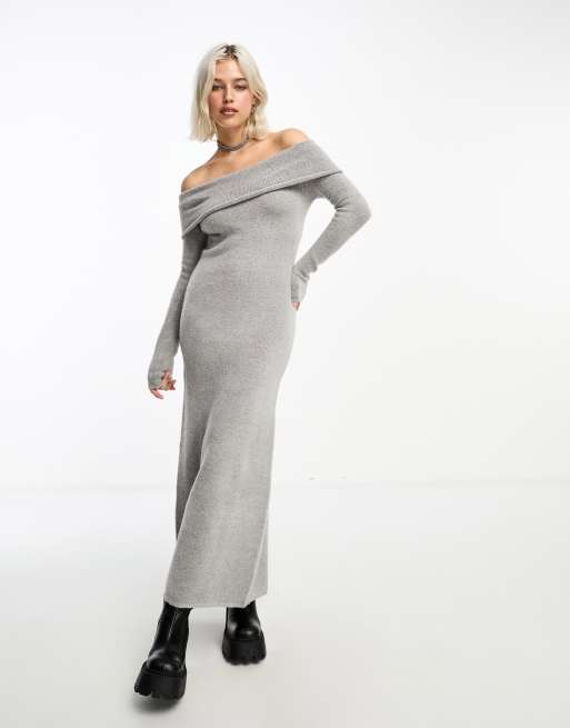 Grey bardot sale dress