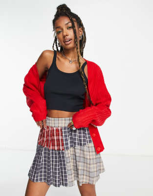 COLLUSION knitted boxy cropped cardigan in red - ASOS Price Checker